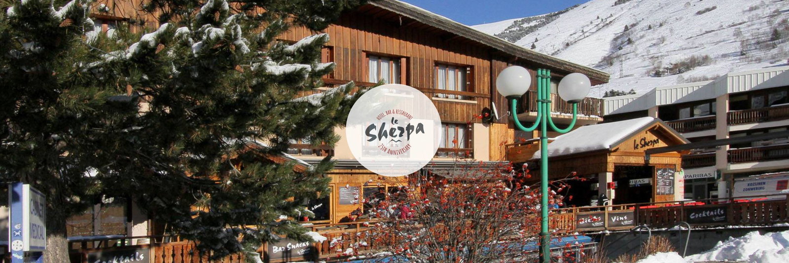 Terrace in winter at a French hotel
