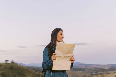 Woman with a world map