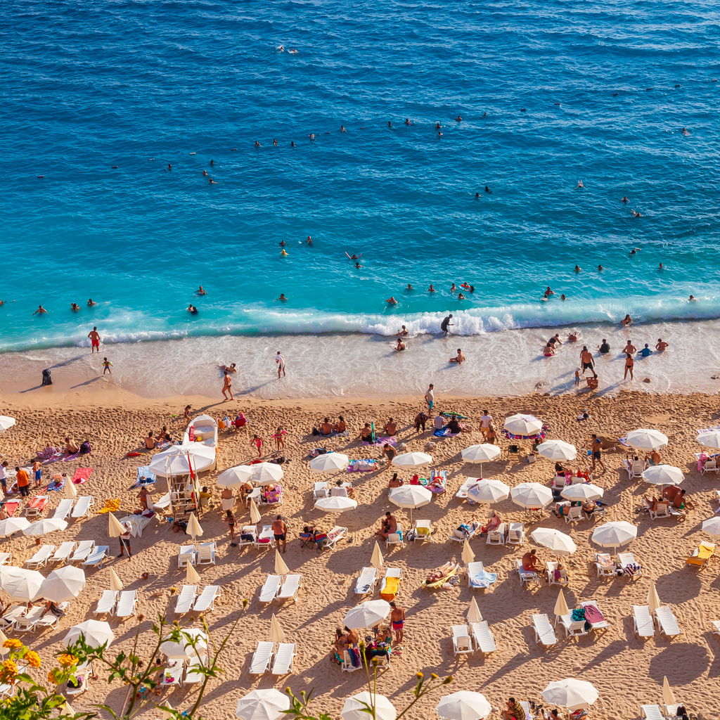 Crowdy beach in Turkey