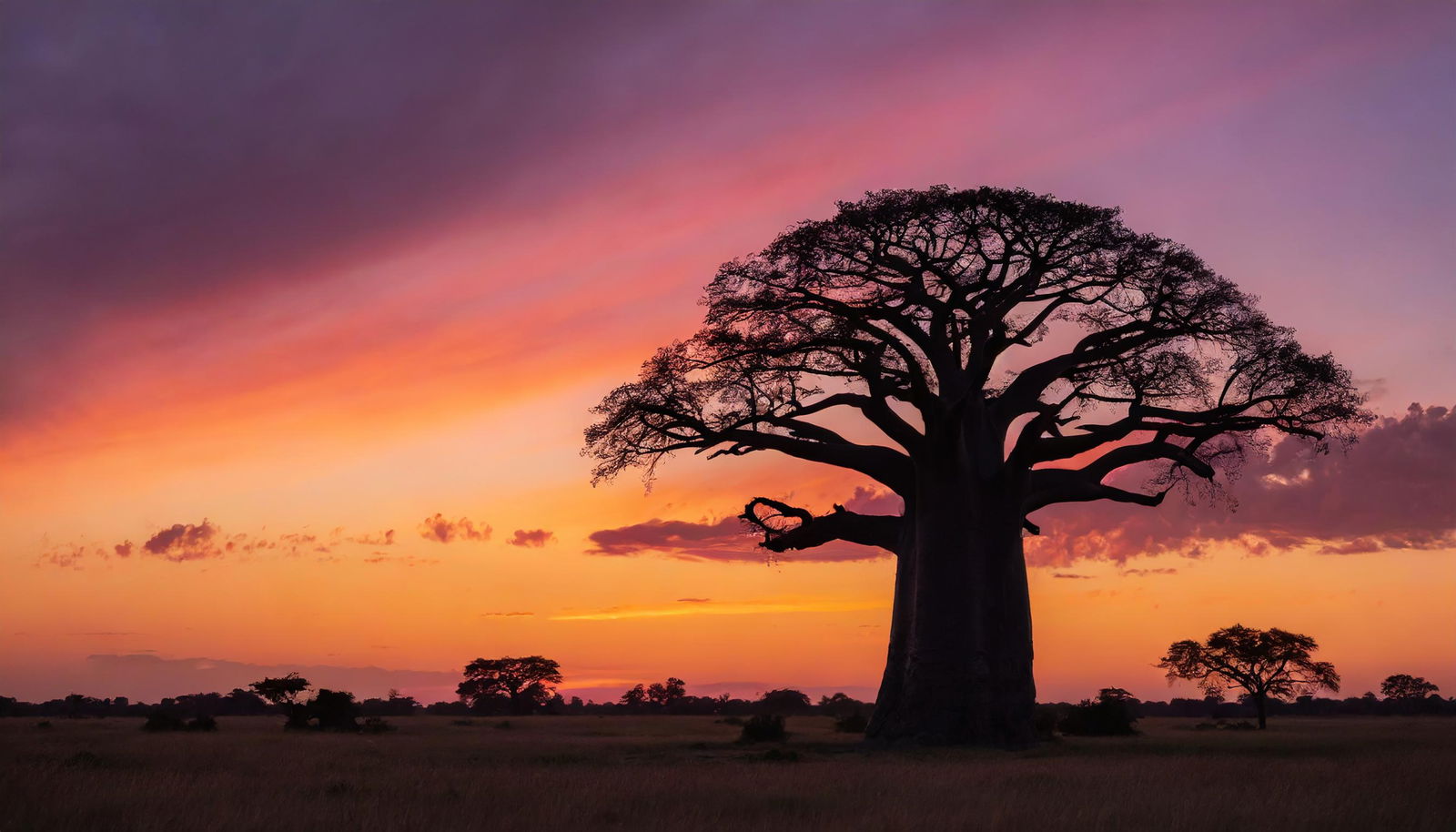 Boom met zonsondergang op achtergrond