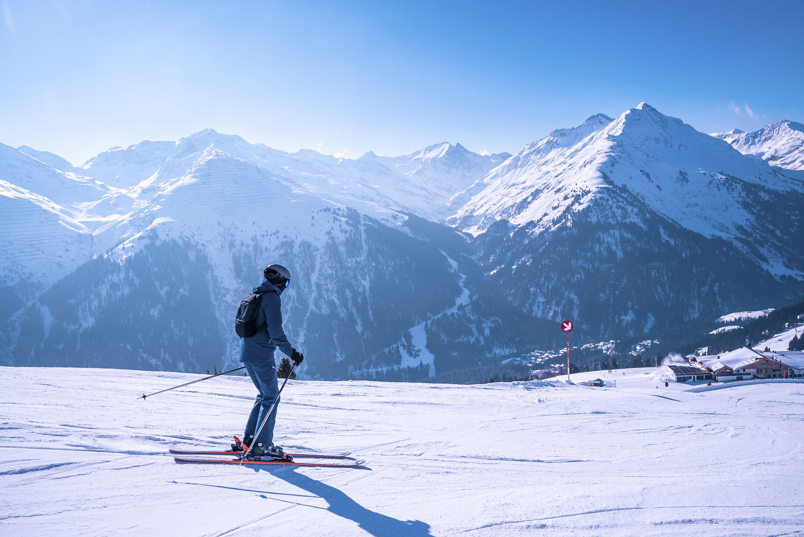 Skier on a skiing slope 