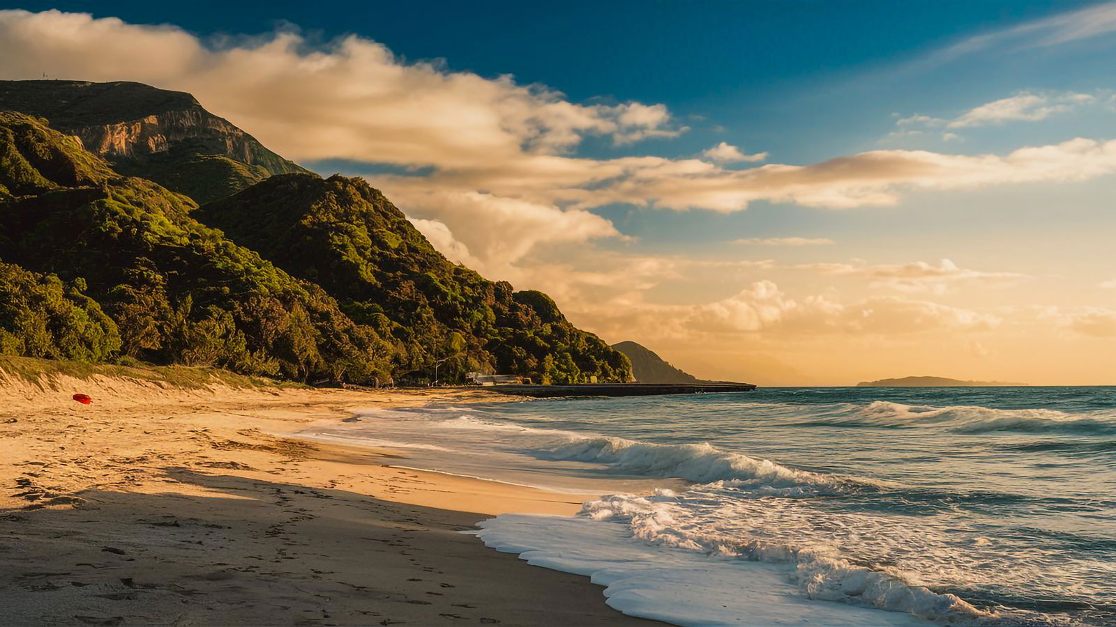 beach with mountain background