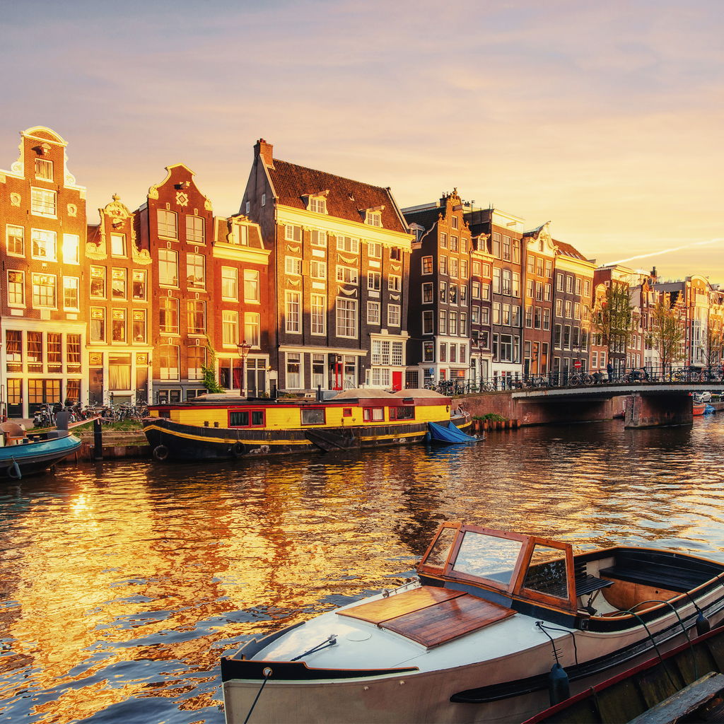 Amsterdam canal sunset