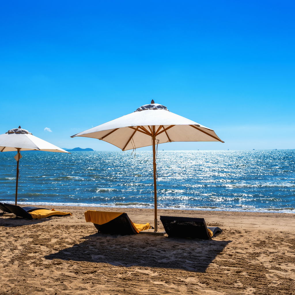 Chairs umbrella tropical beach