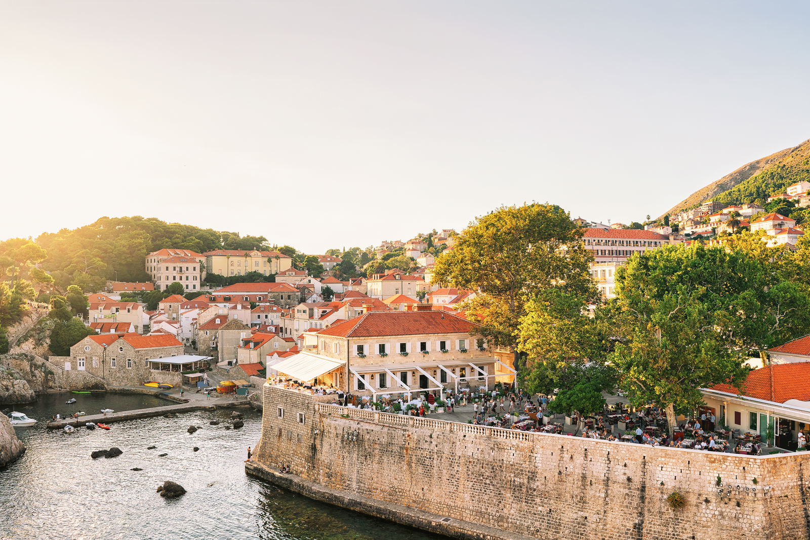 People open street terrace restaurant dubrovnik croatia