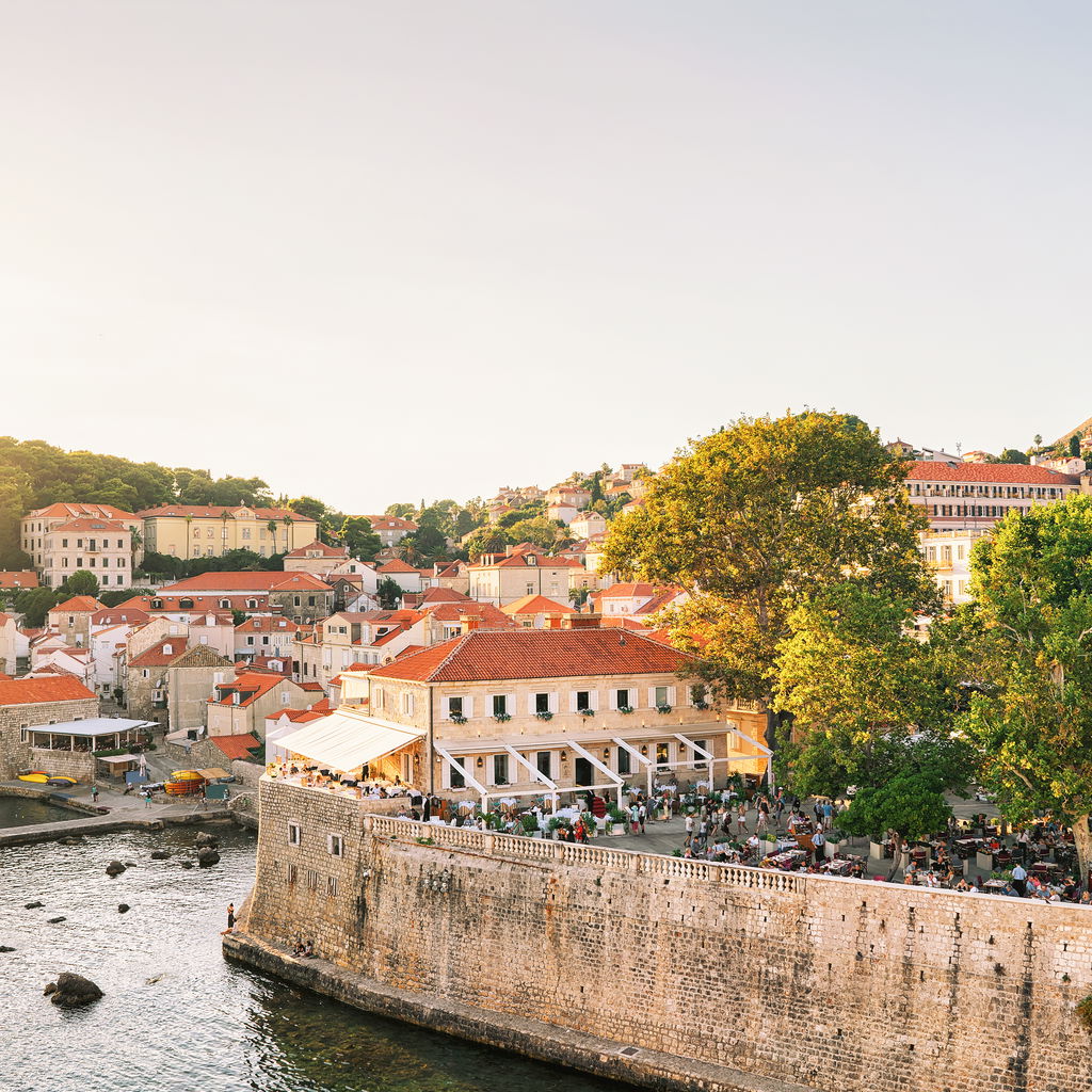 People open street terrace restaurant dubrovnik croatia