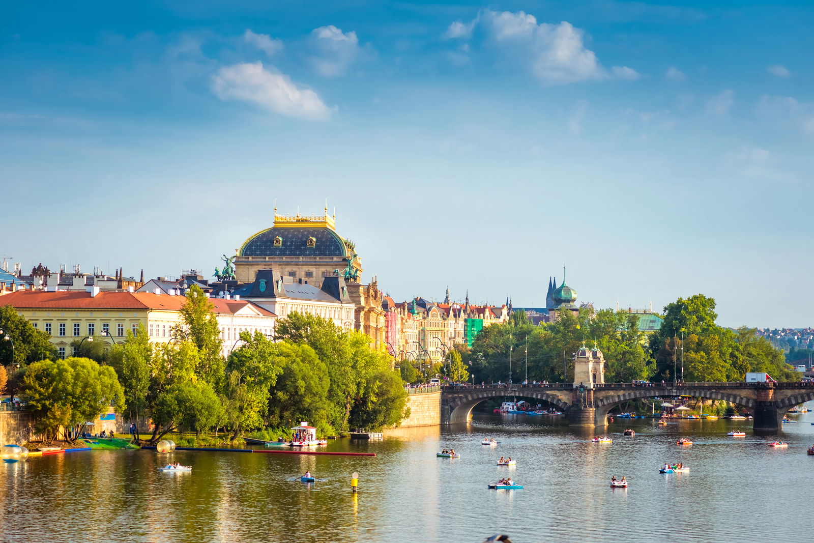 Prague National Theatre along the River Vltava