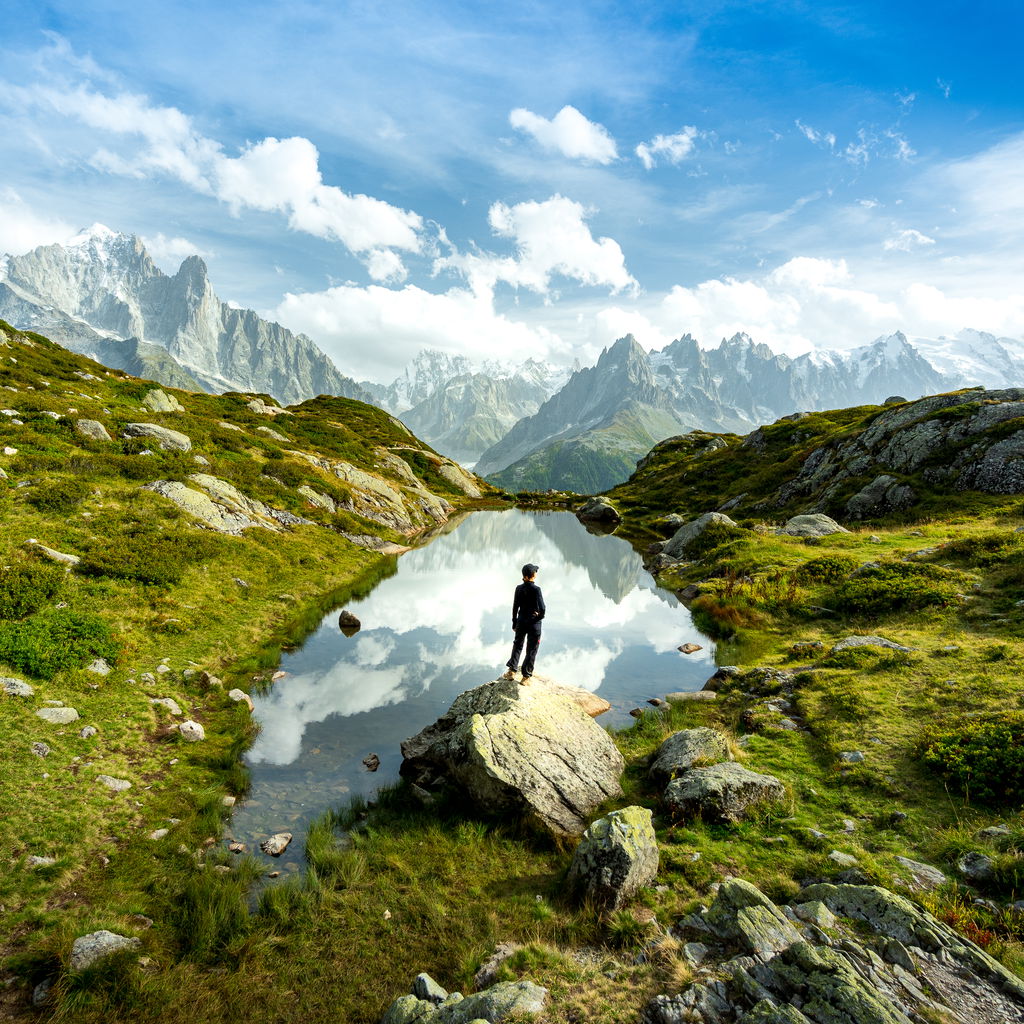 Person watching at the French Alps