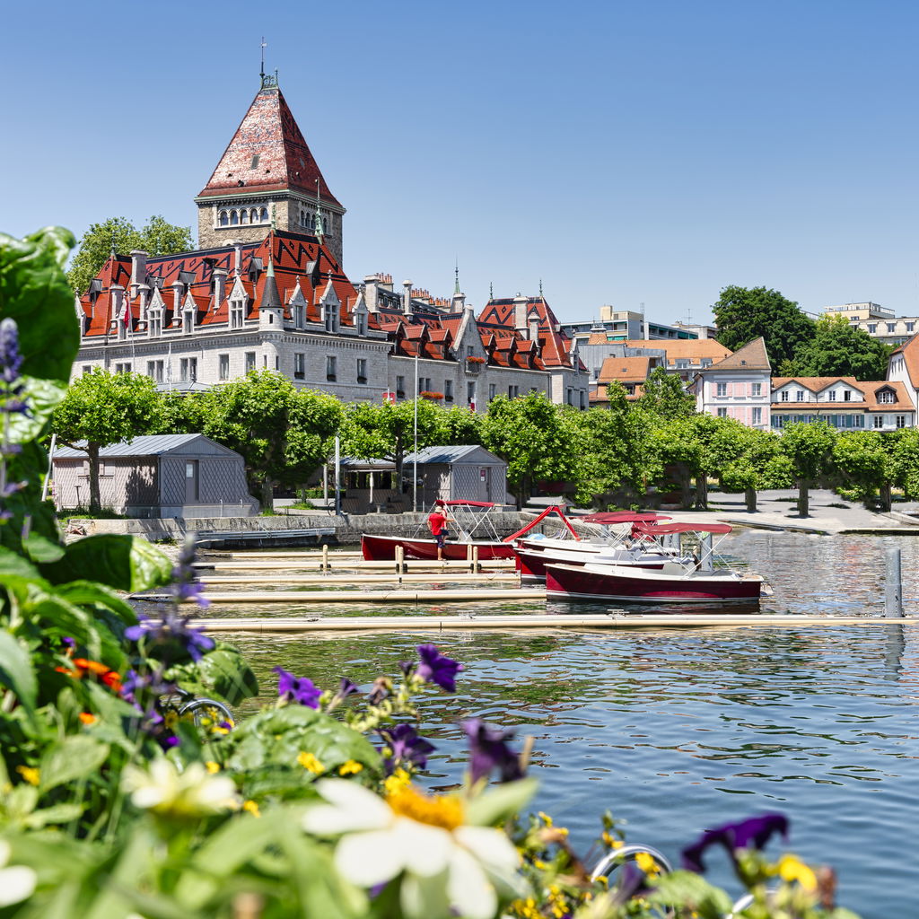View chateaux lake leman switzerland