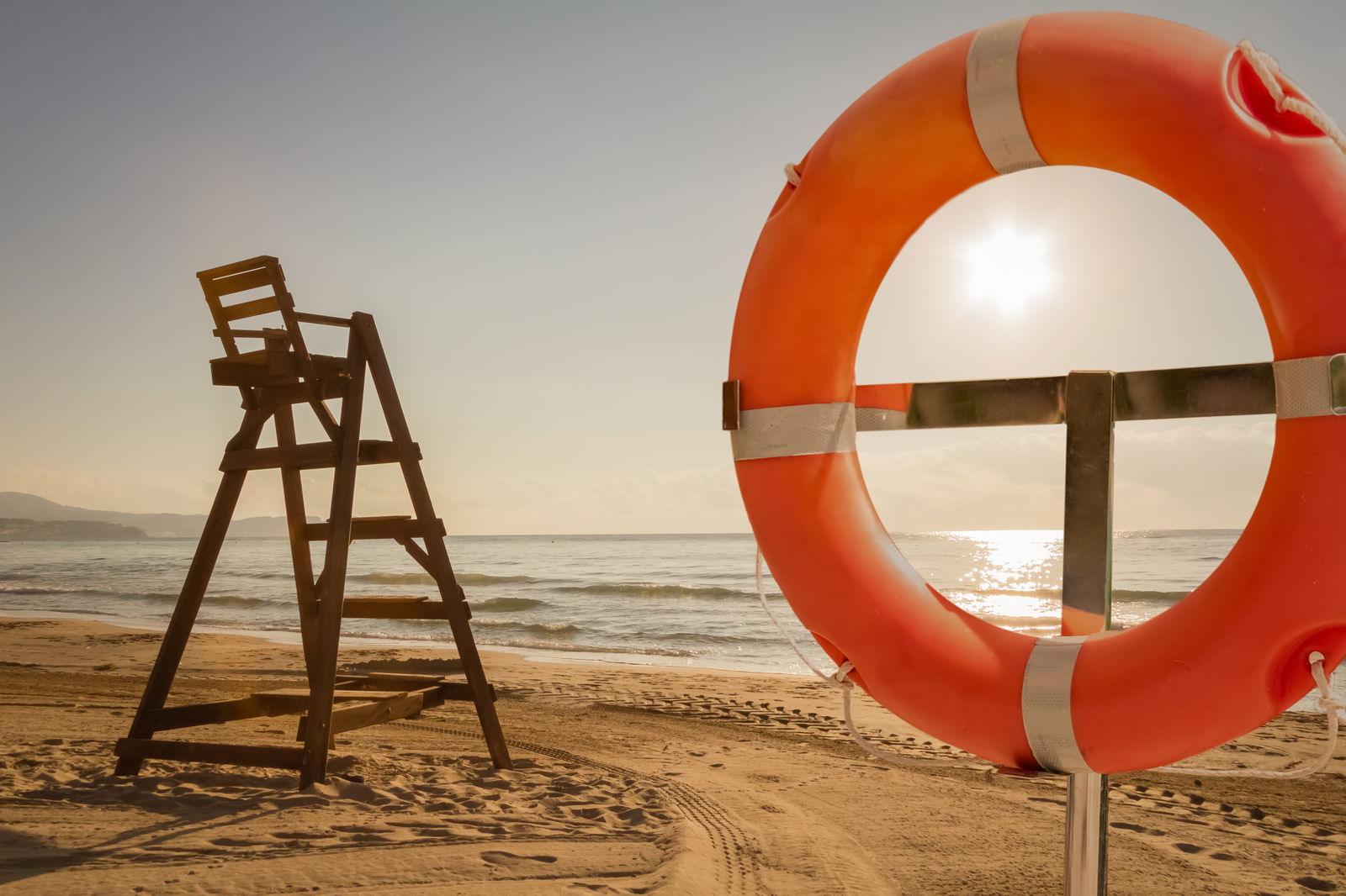Beach and sea with lifeguard chair