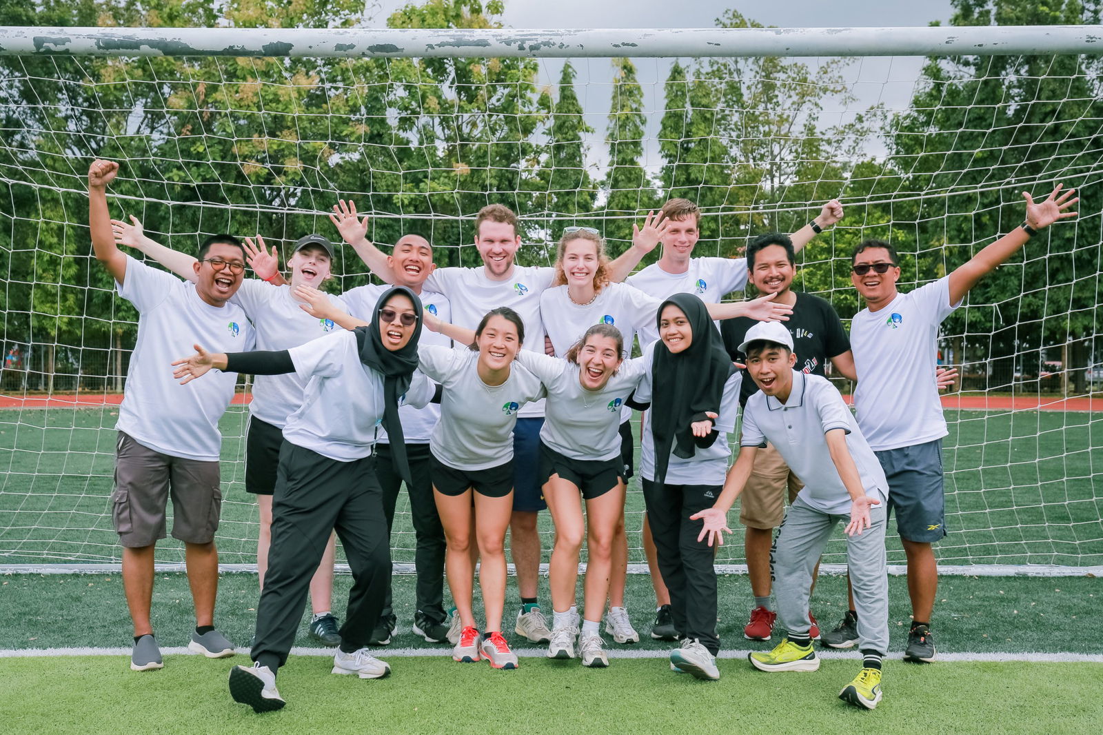 Team of volunteers and athletes