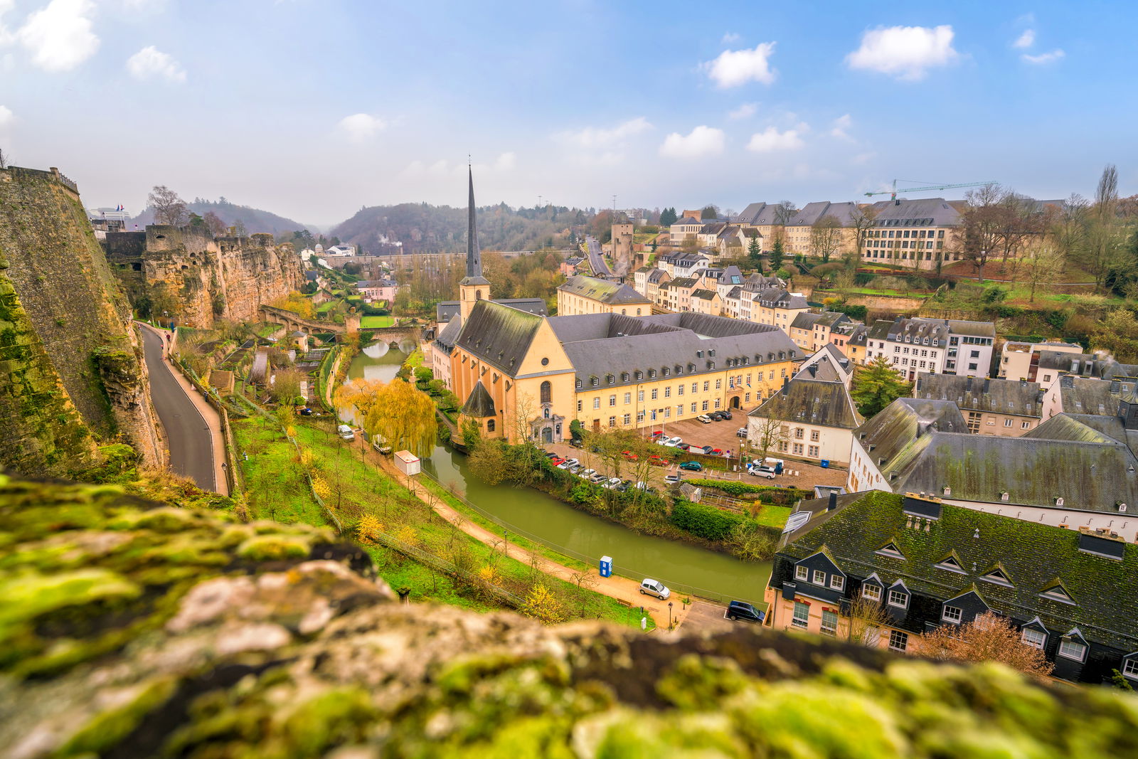 Top view of the skyline of the old town of Luxembourg City