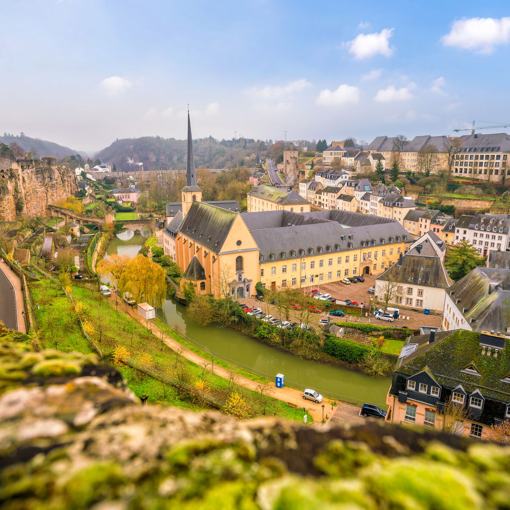 Top view of the skyline of the old town of Luxembourg City
