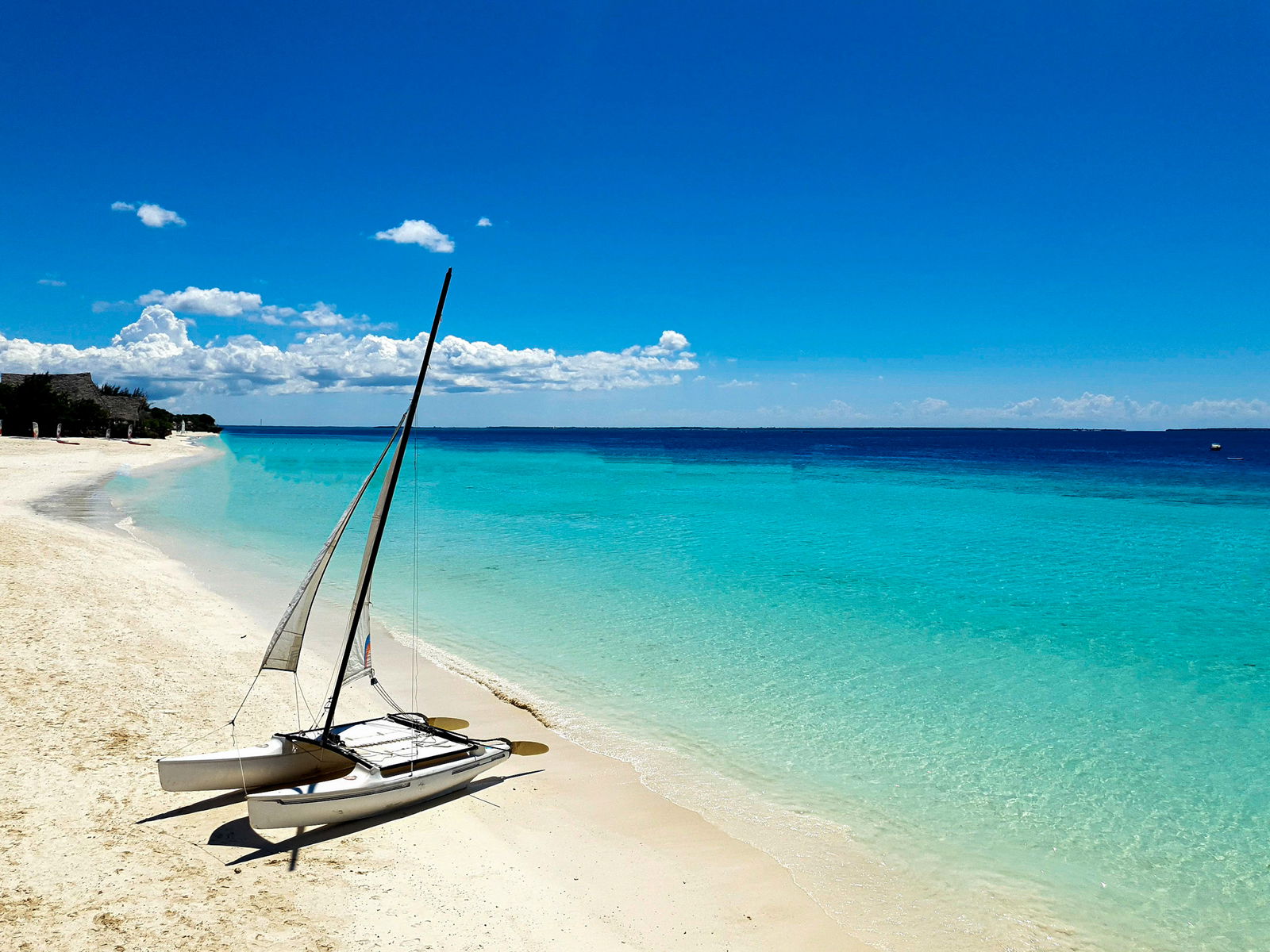 Boat on paradise beach Curacao