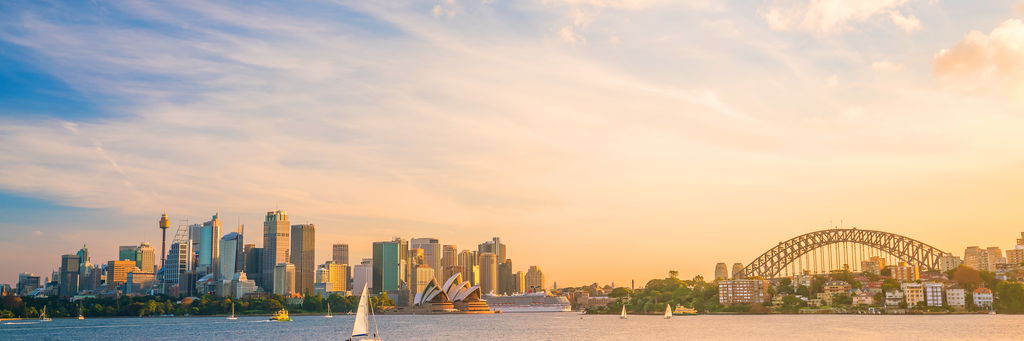 downtown sydney skyline australia twilight