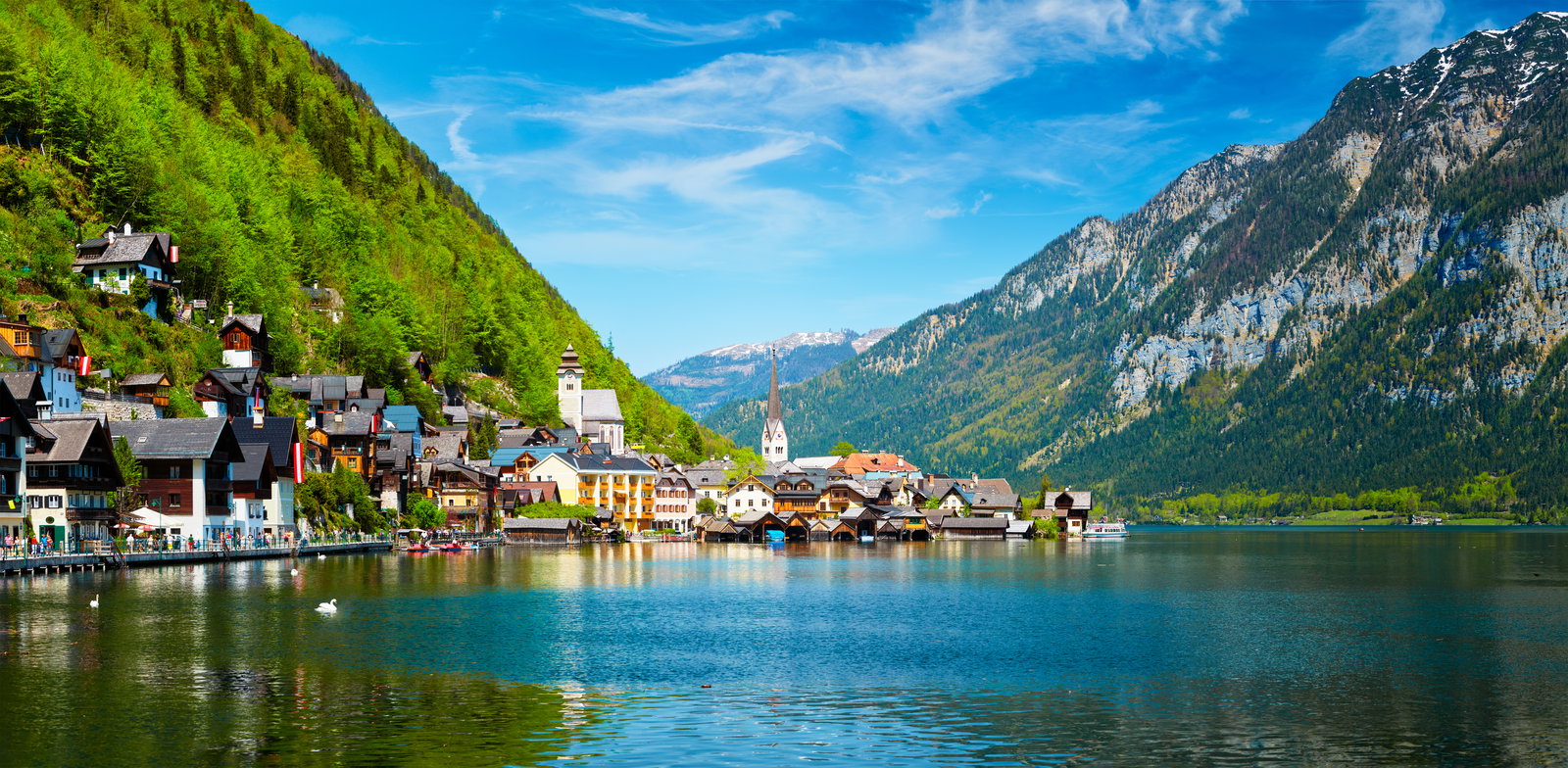 Hallstatt sea in Austria on a summer day