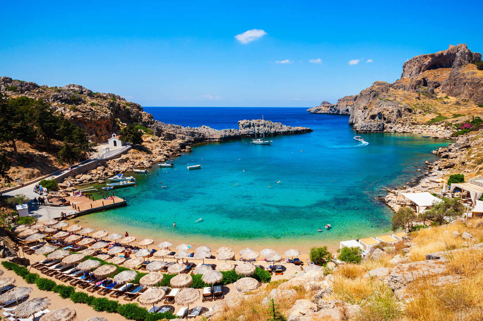 Lindos acropolis beach rhodos