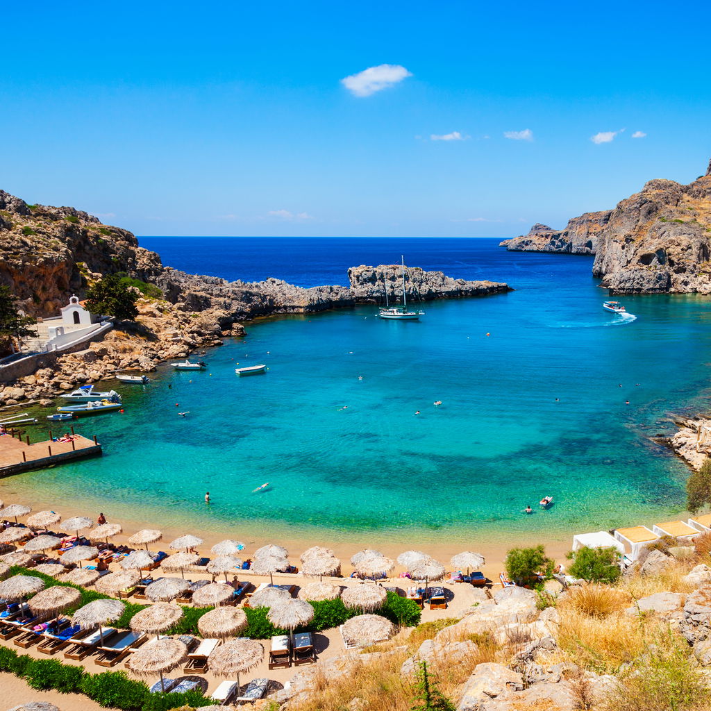 Lindos acropolis beach rhodos
