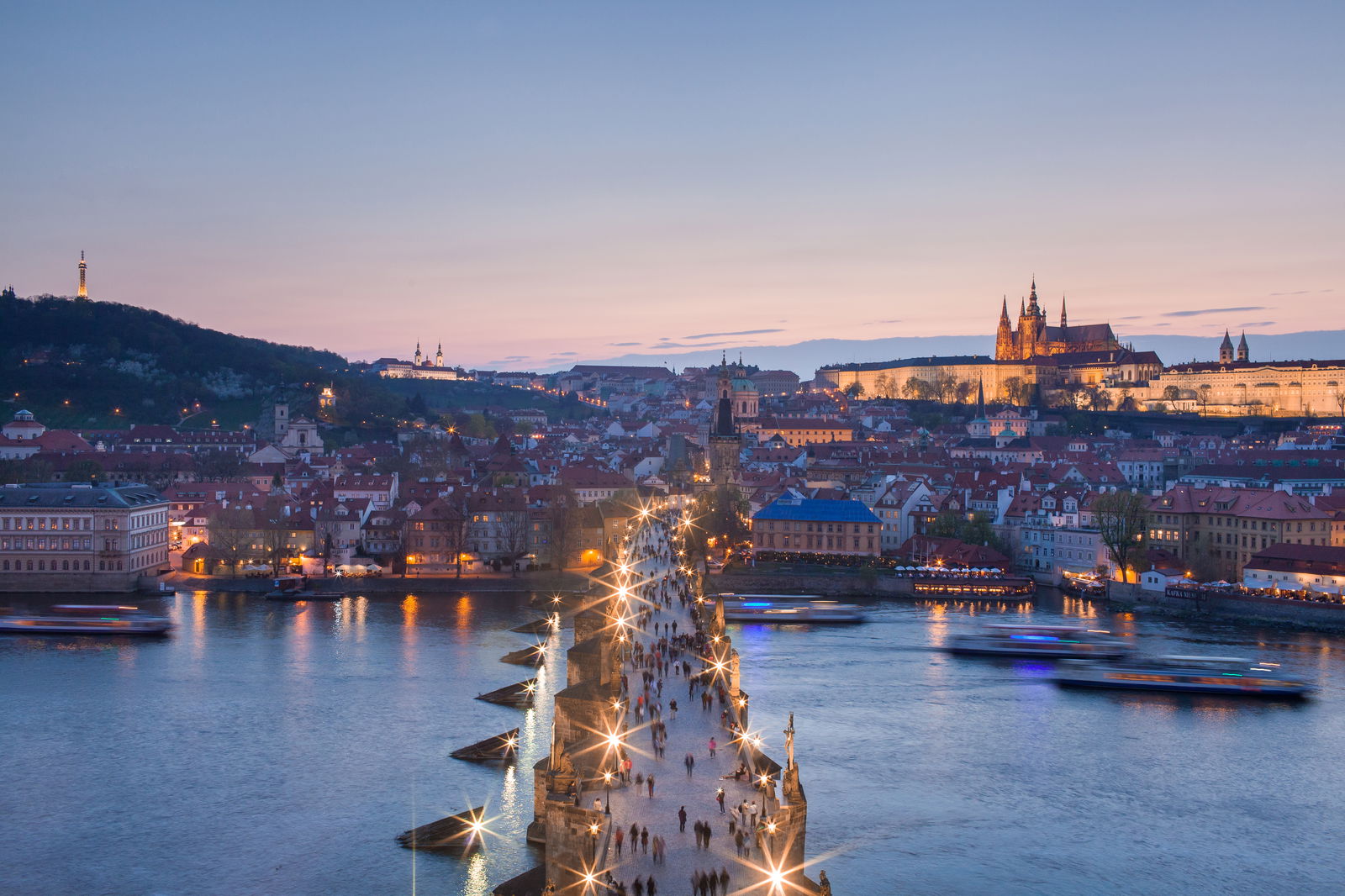 Cityscape of Prague featuring historic buildings and distinctive architecture