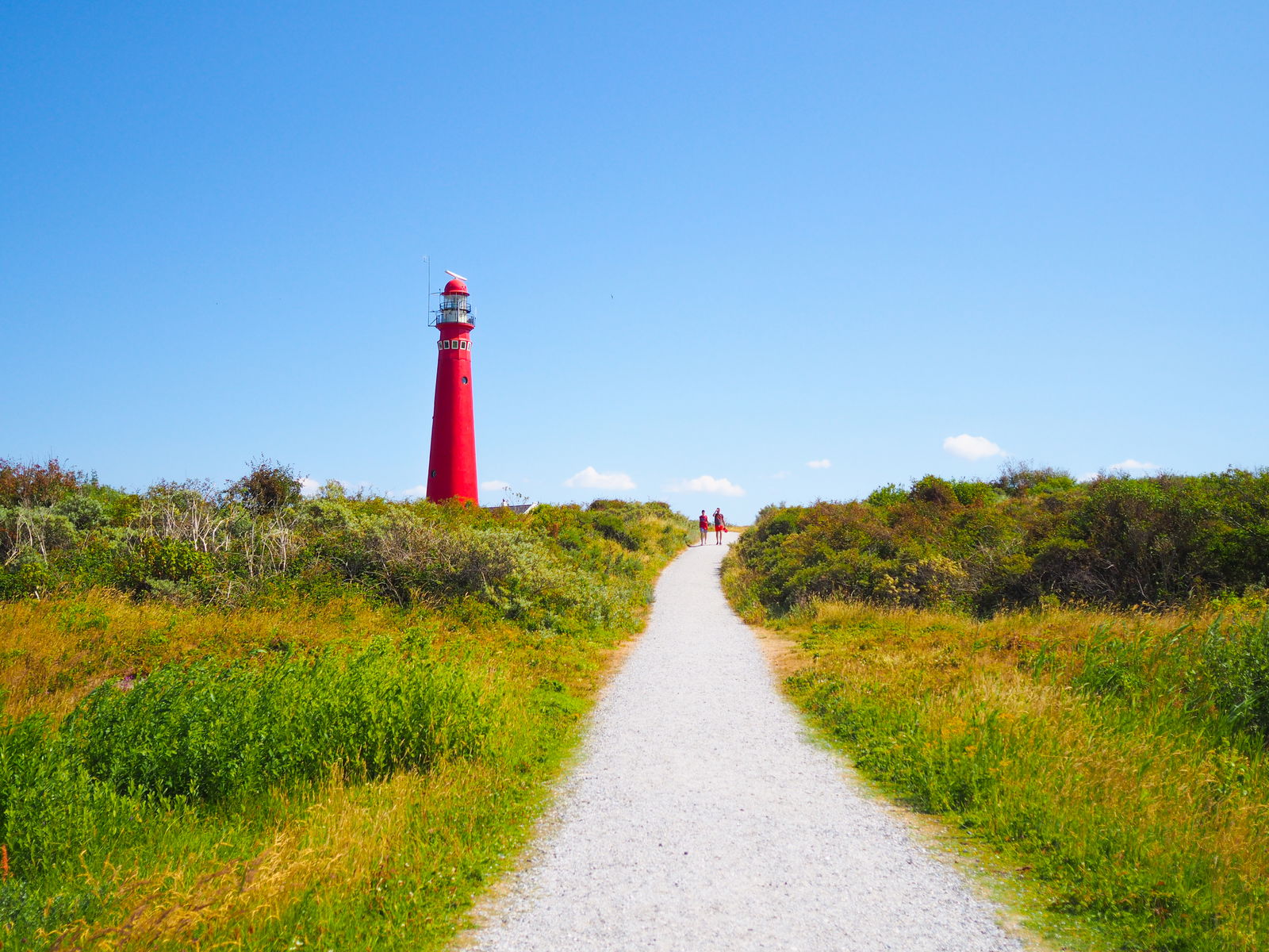 View north tower on wadden islands with blue sky