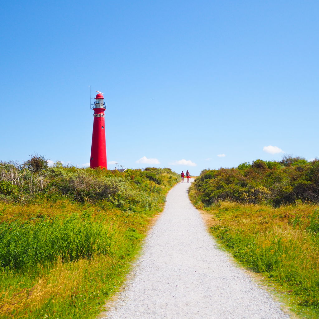 View north tower on wadden islands with blue sky