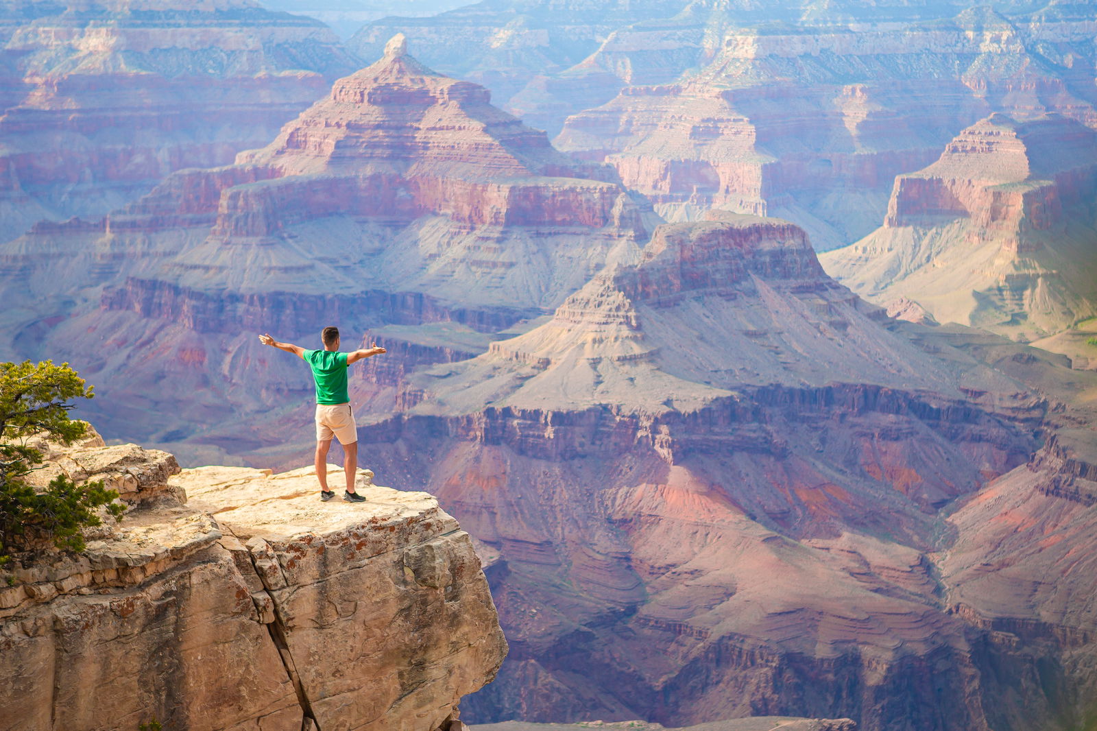 Hiker with an amazing view at grand canyon