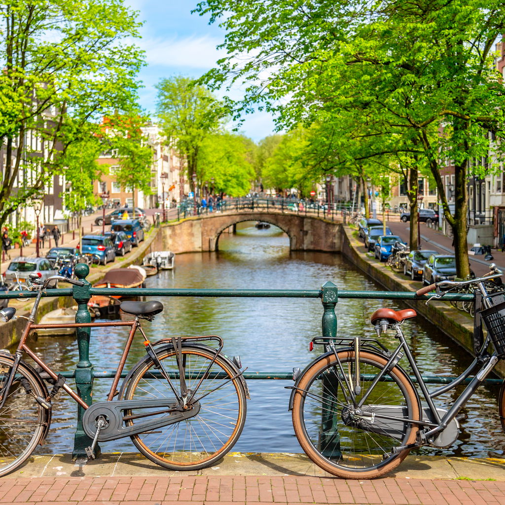 Old bicycle bridge amsterdam netherlands